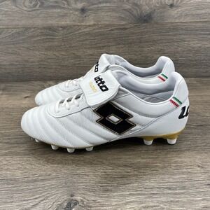 Lotto Stadio Men White Leather Soccer Cleats Football Boots Size 8.5 US